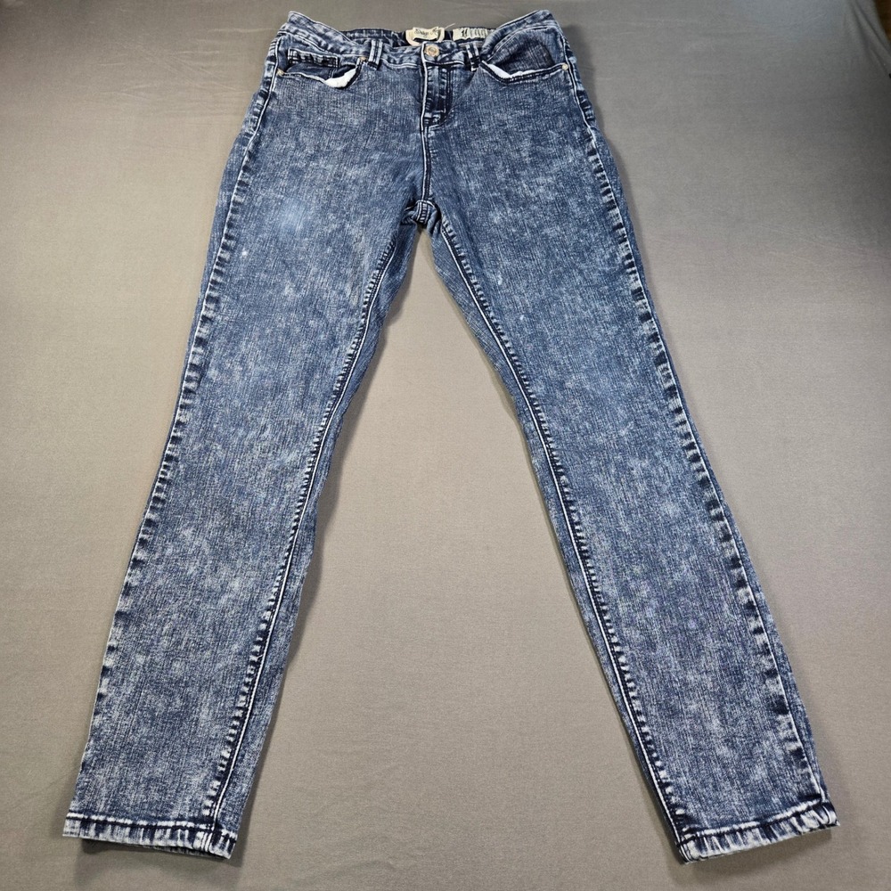 Indigo Rein Ankle Skinny Jeans Juniors 11 Blue Acid Wash High Rise Stretch Denim - Picture 1 of 8